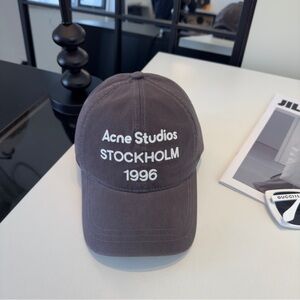 Acne Studios gray baseball cap with white logo